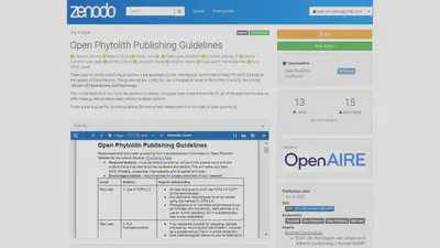 Open Phytolith Publishing Guidelines